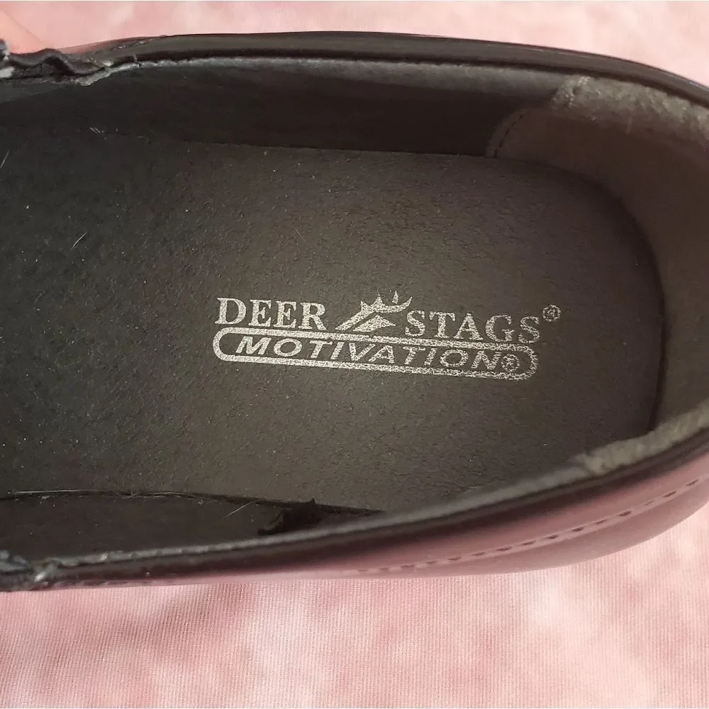 🔥Deer Stags Black Wings Slip-on Dress Shoes Youth Size 4.5